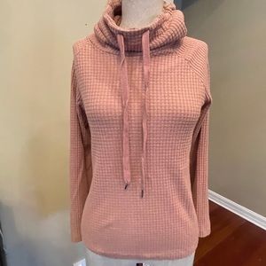 Soft funnel neck waffle top